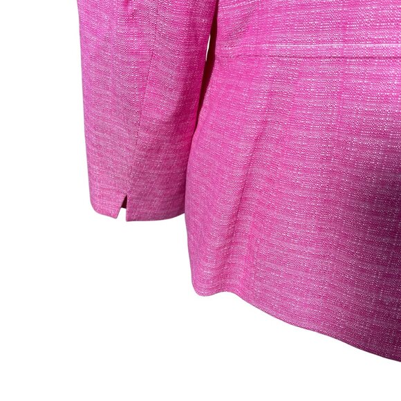 Kasper Linen Blend Jacket Blazer Barbie Pink Size 14 Tweed Career Workwear - Picture 4 of 8